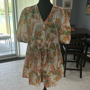 Shore Sun Dress . Tropical Print